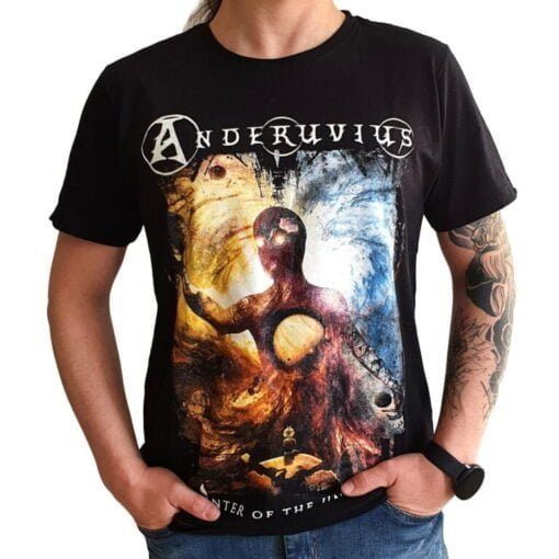 model wearing the Anderuvius' Painter of the Universe T-shirt